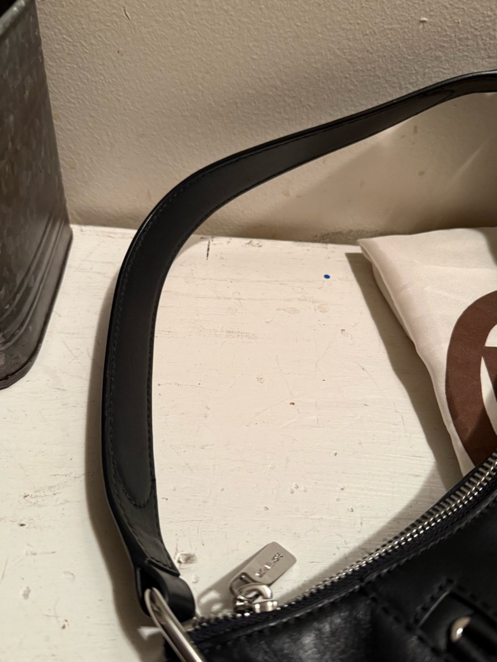 Michael Kors Black Leather Shoulder Hobo with Chain-Trim EUC - Picture 8 of 11